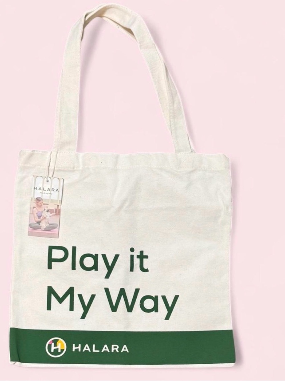 HALARA Cream and Dark Green Canvas Tote - Play it My Way